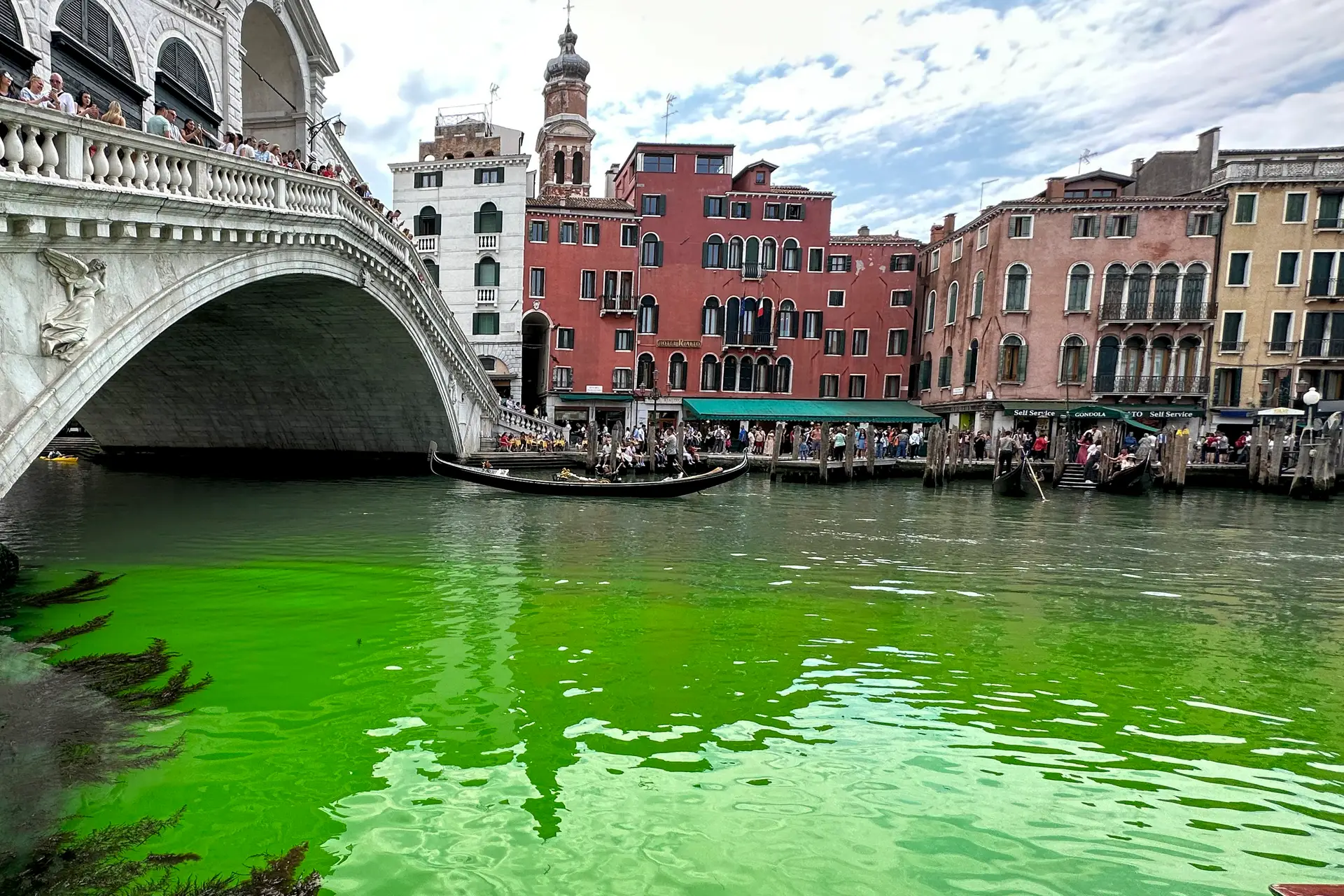 Polícia investiga mancha verde brilhante no Grande Canal de Veneza