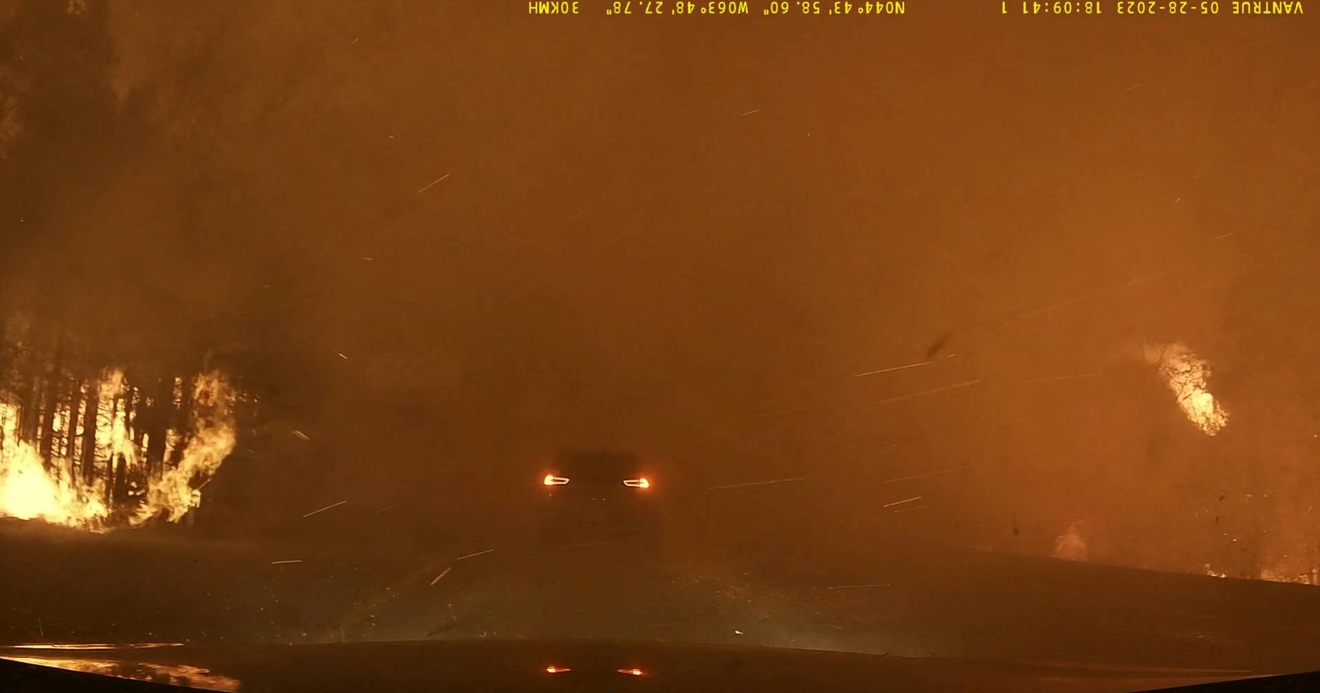 Fire Canada: Driver captures frightening video on road surrounded by flames