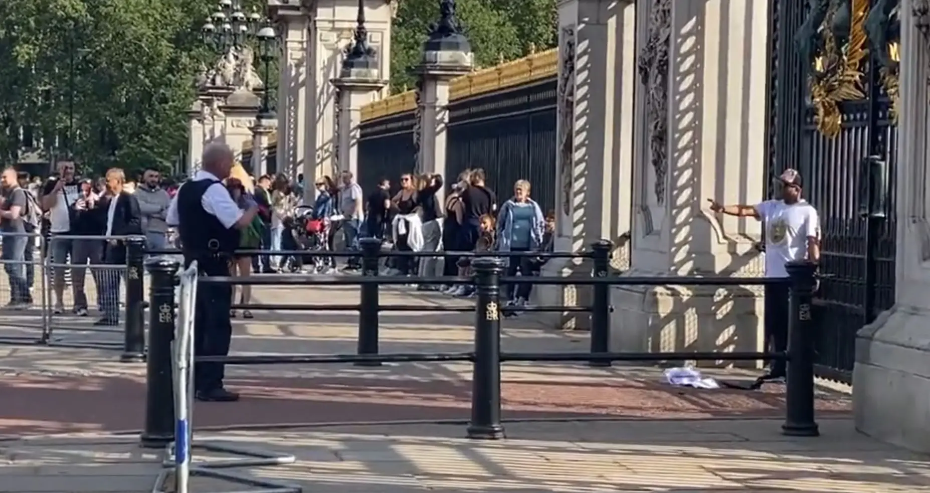 Homem algema-se ao portão do Palácio de Buckingham