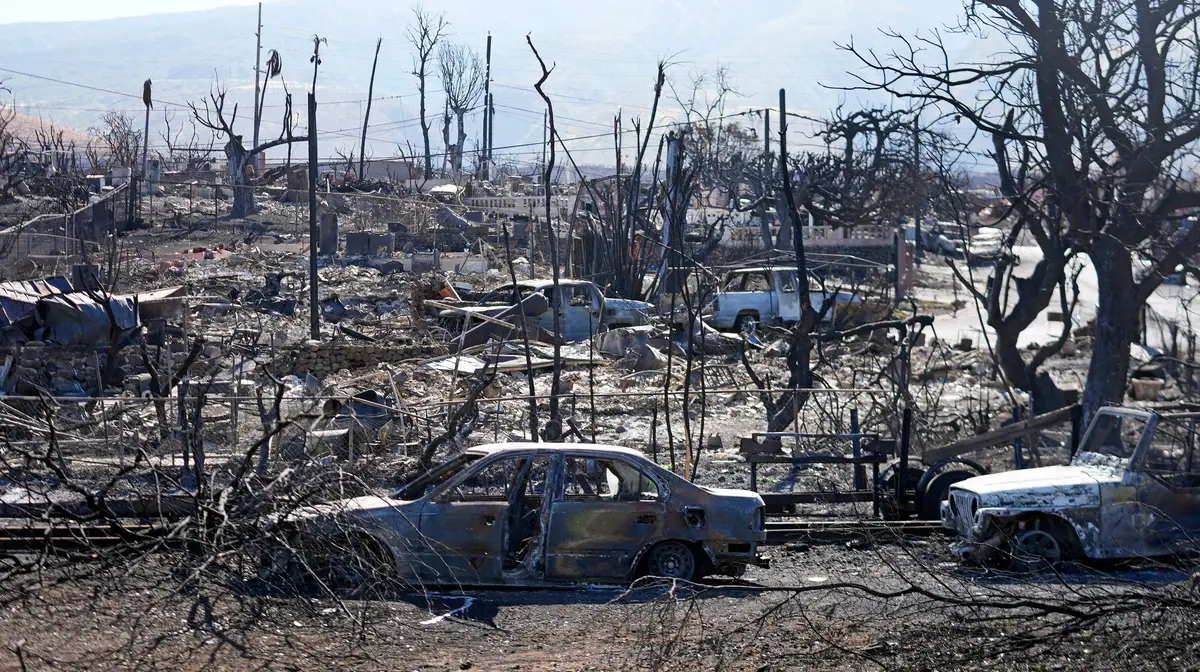 Danos provocados pelos incêndios em Lahaina, Maui, no Havai.