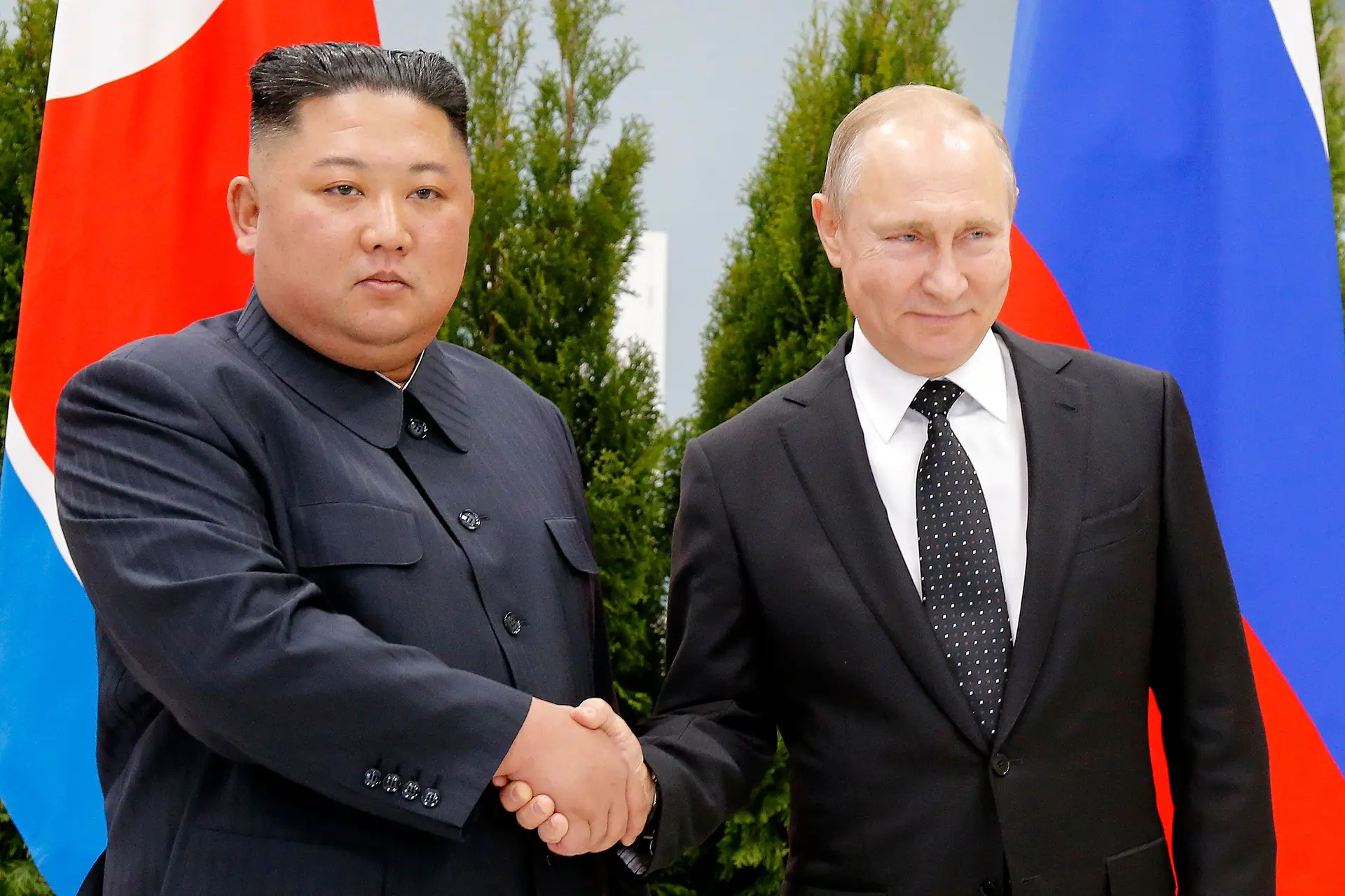Kim Jong-un e Putin durante o encontro de 2019.