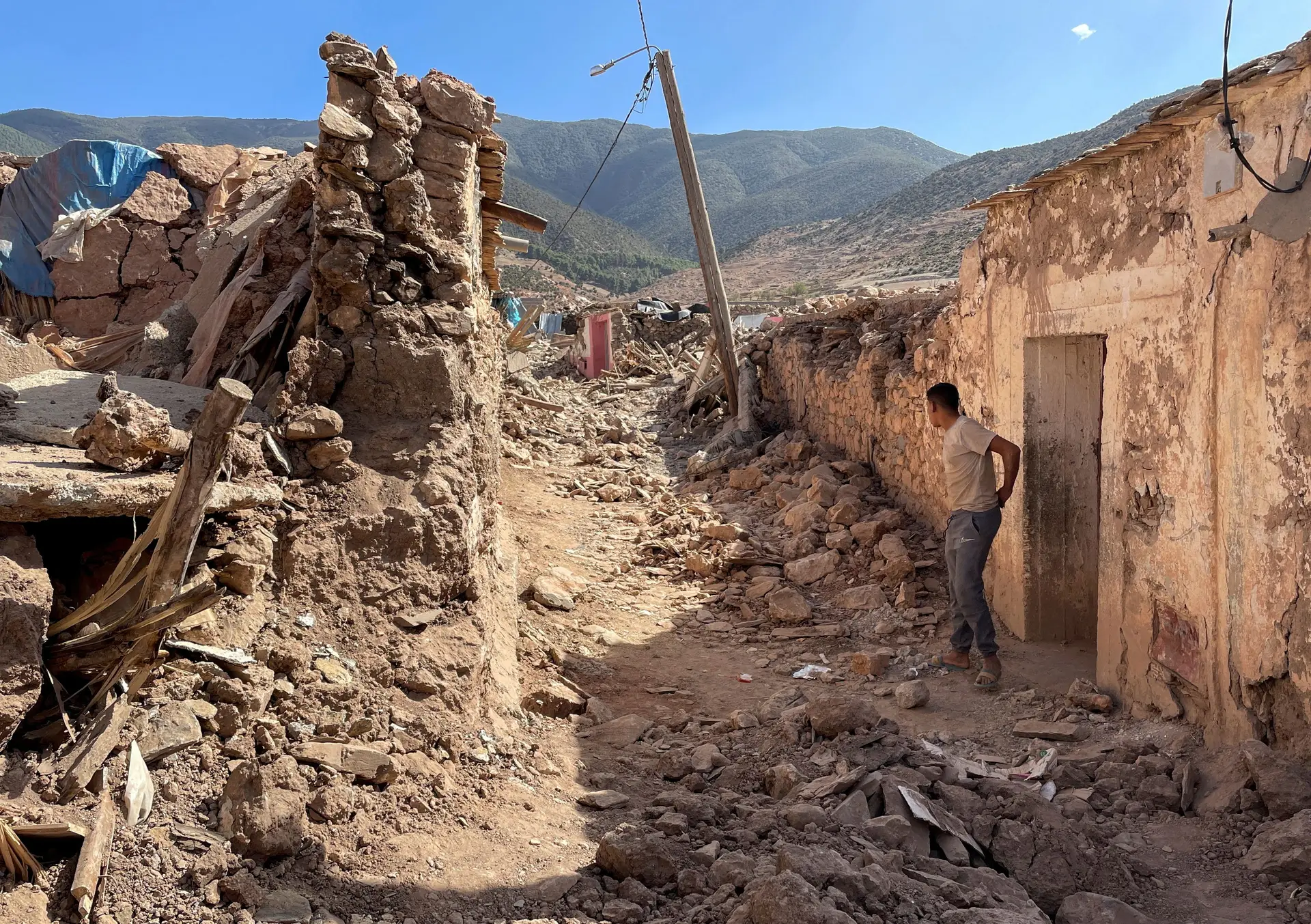 Casas danificadas na região do Atlas, após o sismo de dia 8 de setembro.