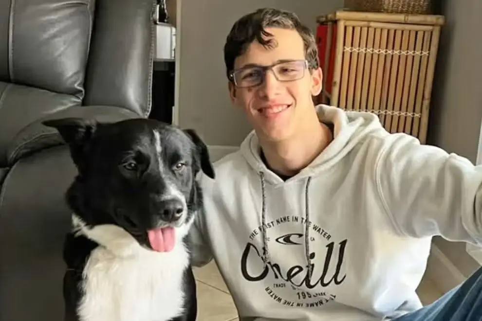 Gabriel Silva e o seu border collie de um ano, Axel