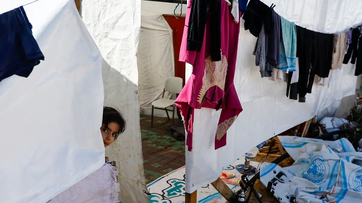 Campo de refugiados em Khan Younis, sul da Faixa de Gaza
