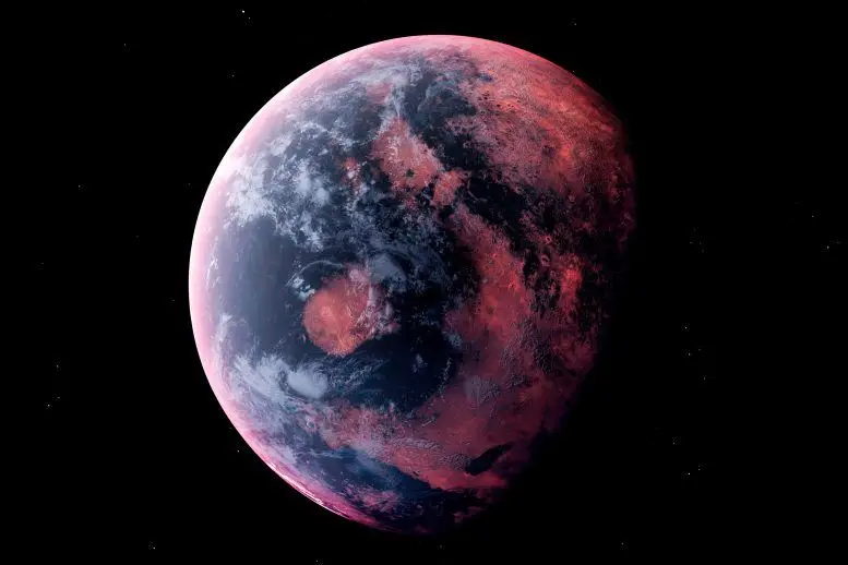 Representação do planeta Terra há 4 biliões de anos