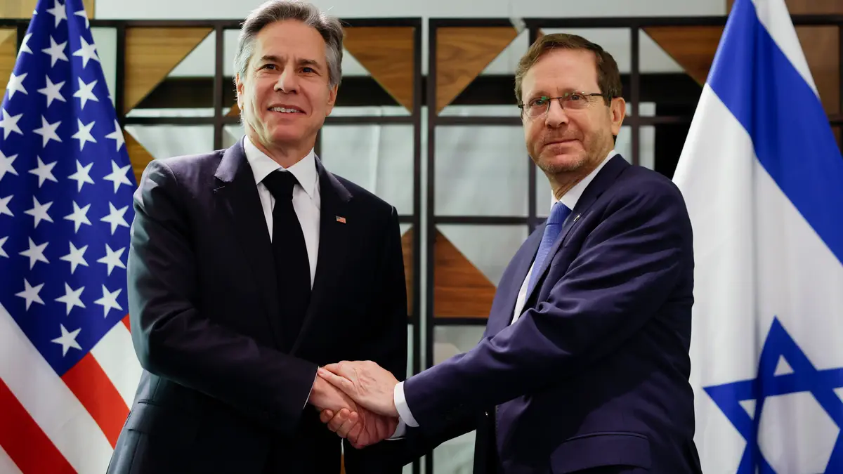 Antony Blinken com o Presidente de Israel Isaac Herzog