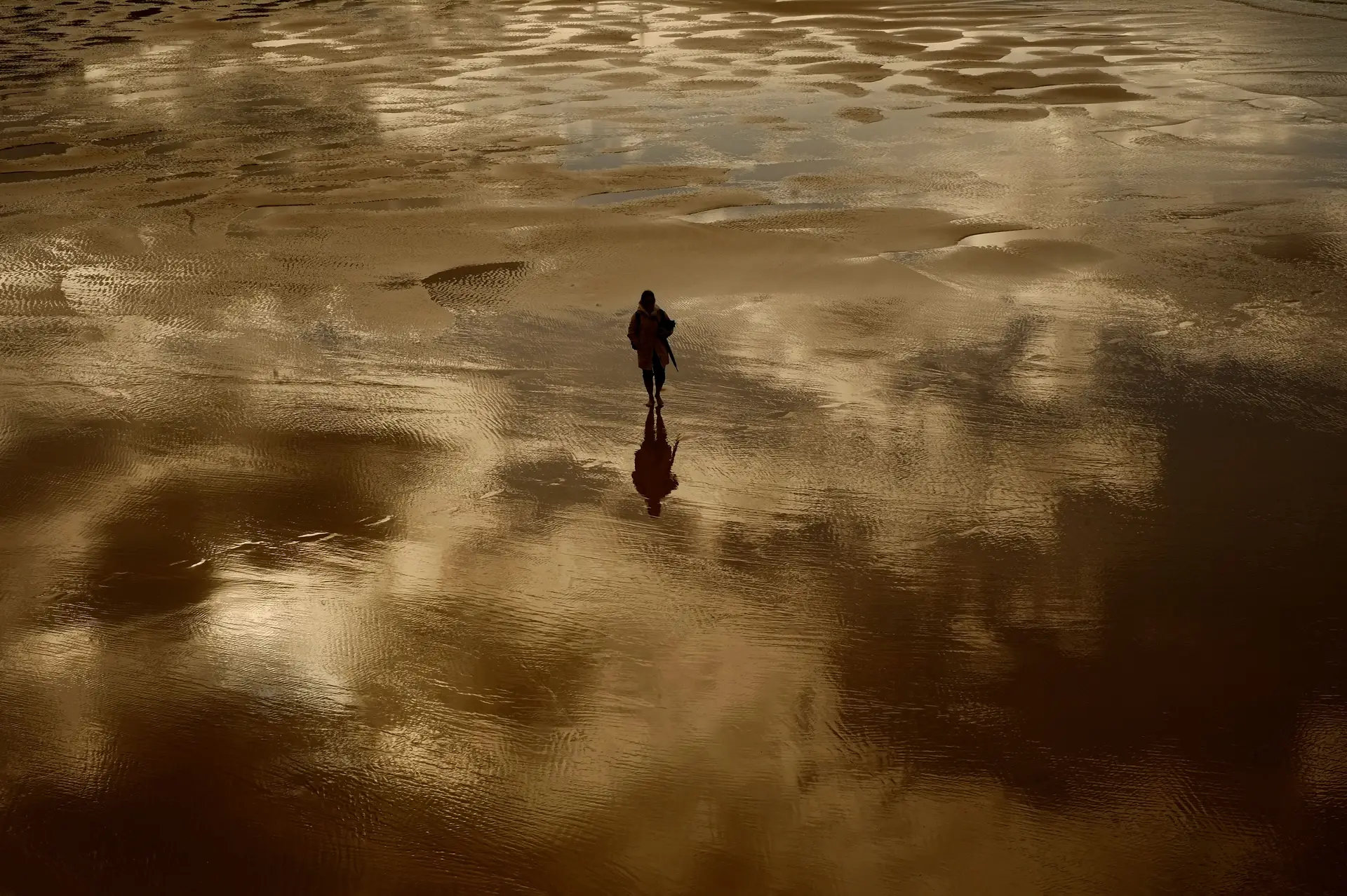Praia La Concha, San Sebastian, 18 janeiro 2024.