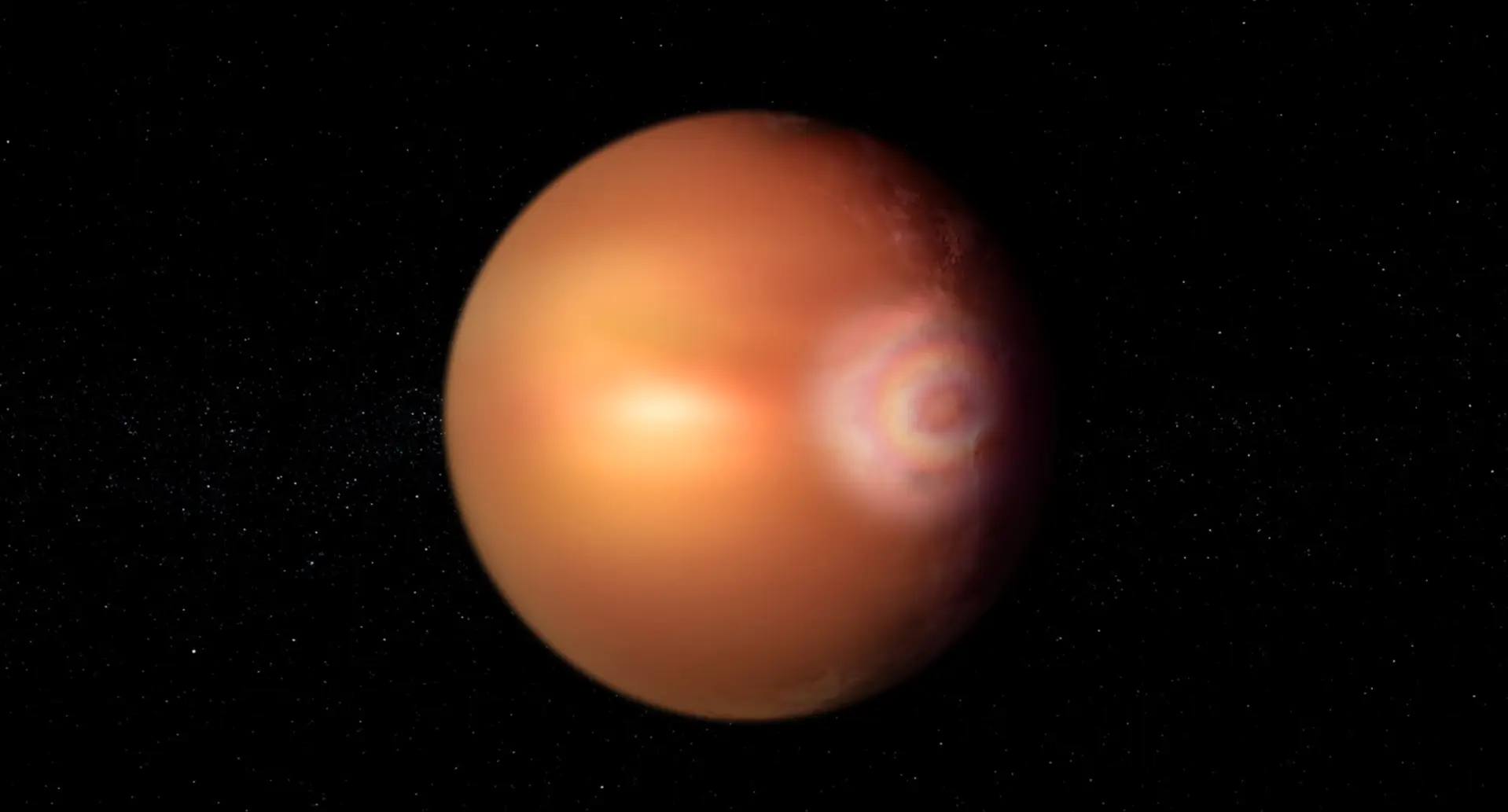 Ilustração do efeito glória no exoplaneta WASP-76b. 