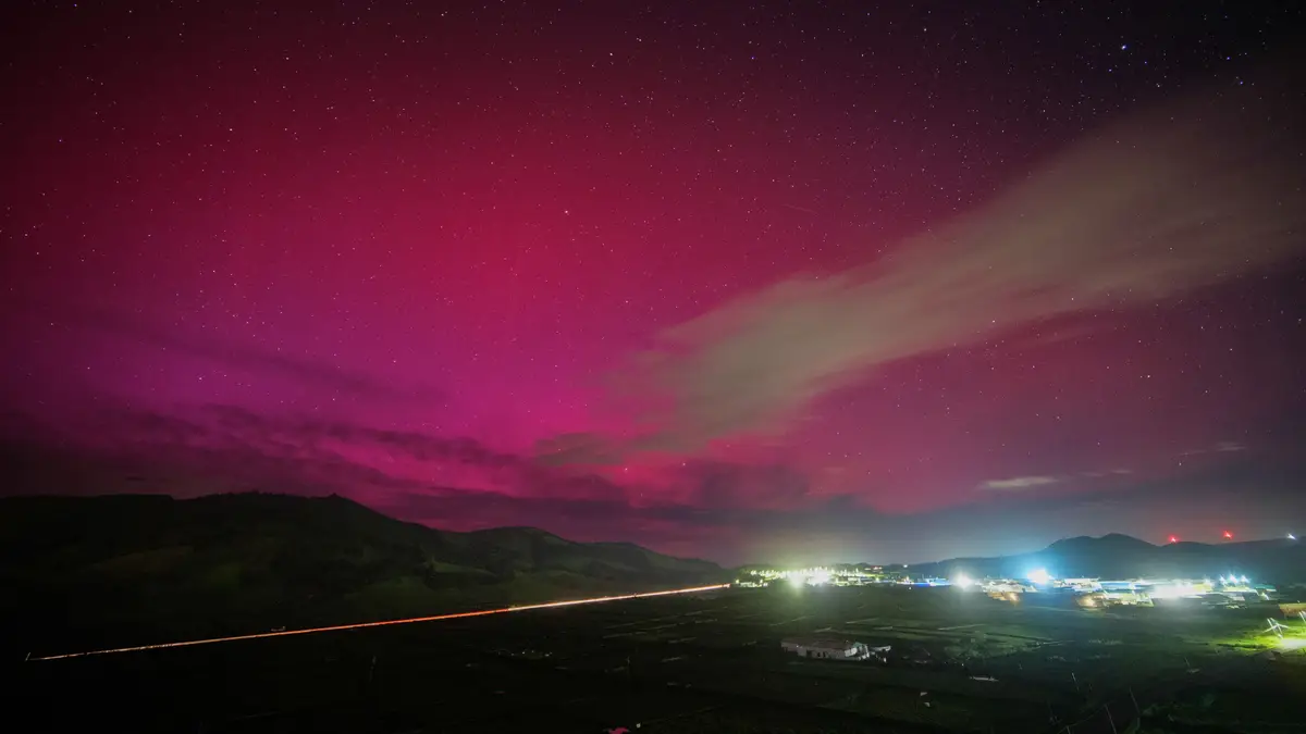Aurora boreal na ilha Terceira