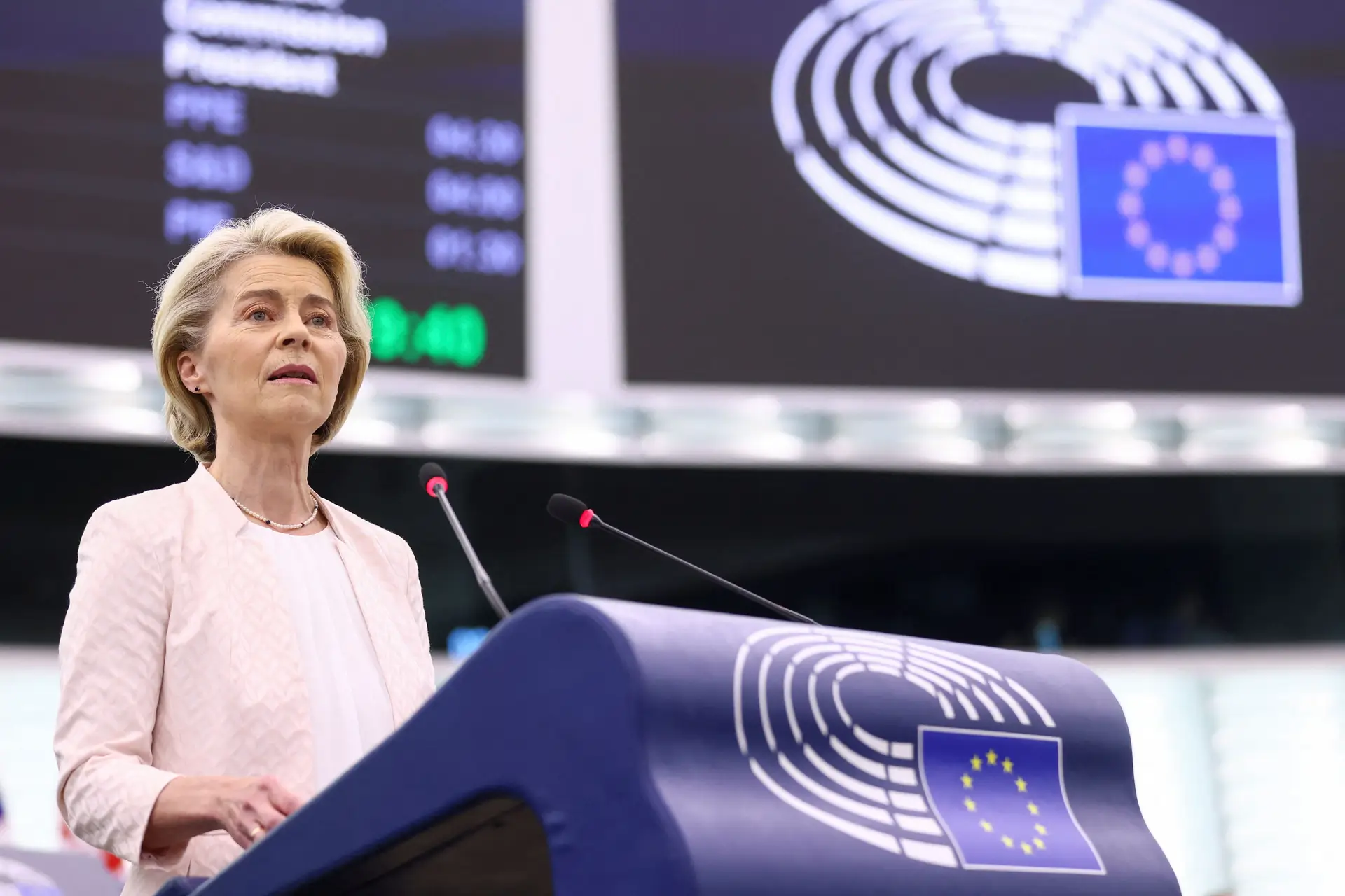 Ursula von der Leyen no Parlamento Europeu, Estrasburgo, França