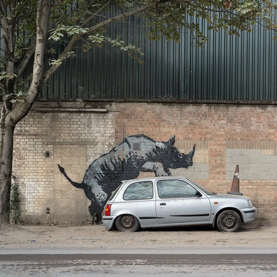 Rhino in a car: Unstoppable Banksy unveils eighth work in London