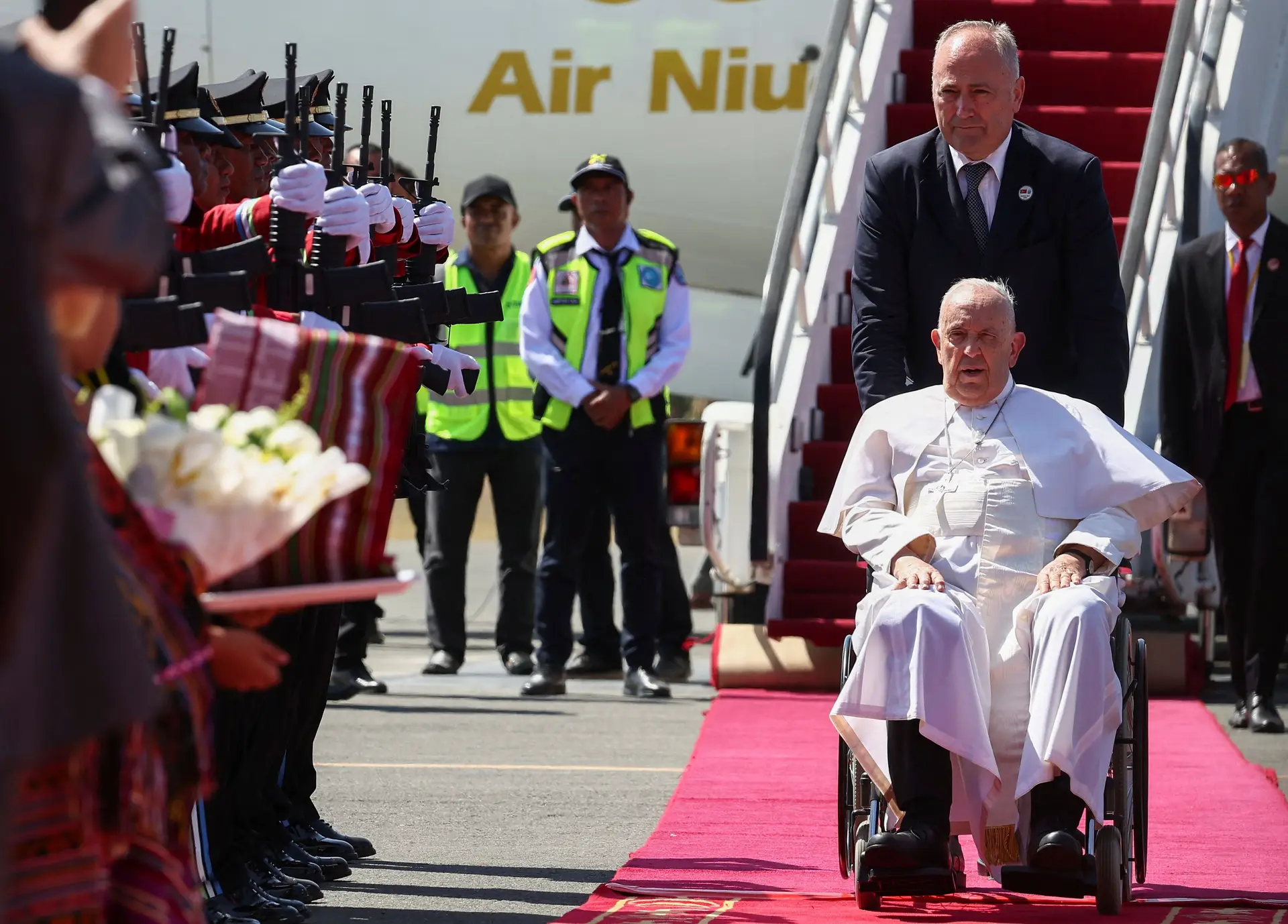 O Papa Francisco no aeroporto internacional de Díli, Timor-Leste