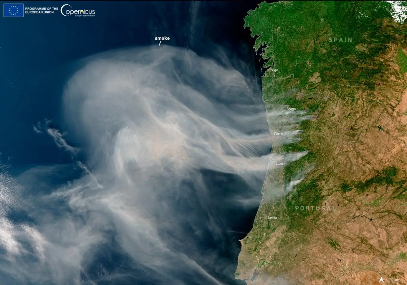 Vários incêndios e nuvens de fumo em Portugal, setembro de 2024