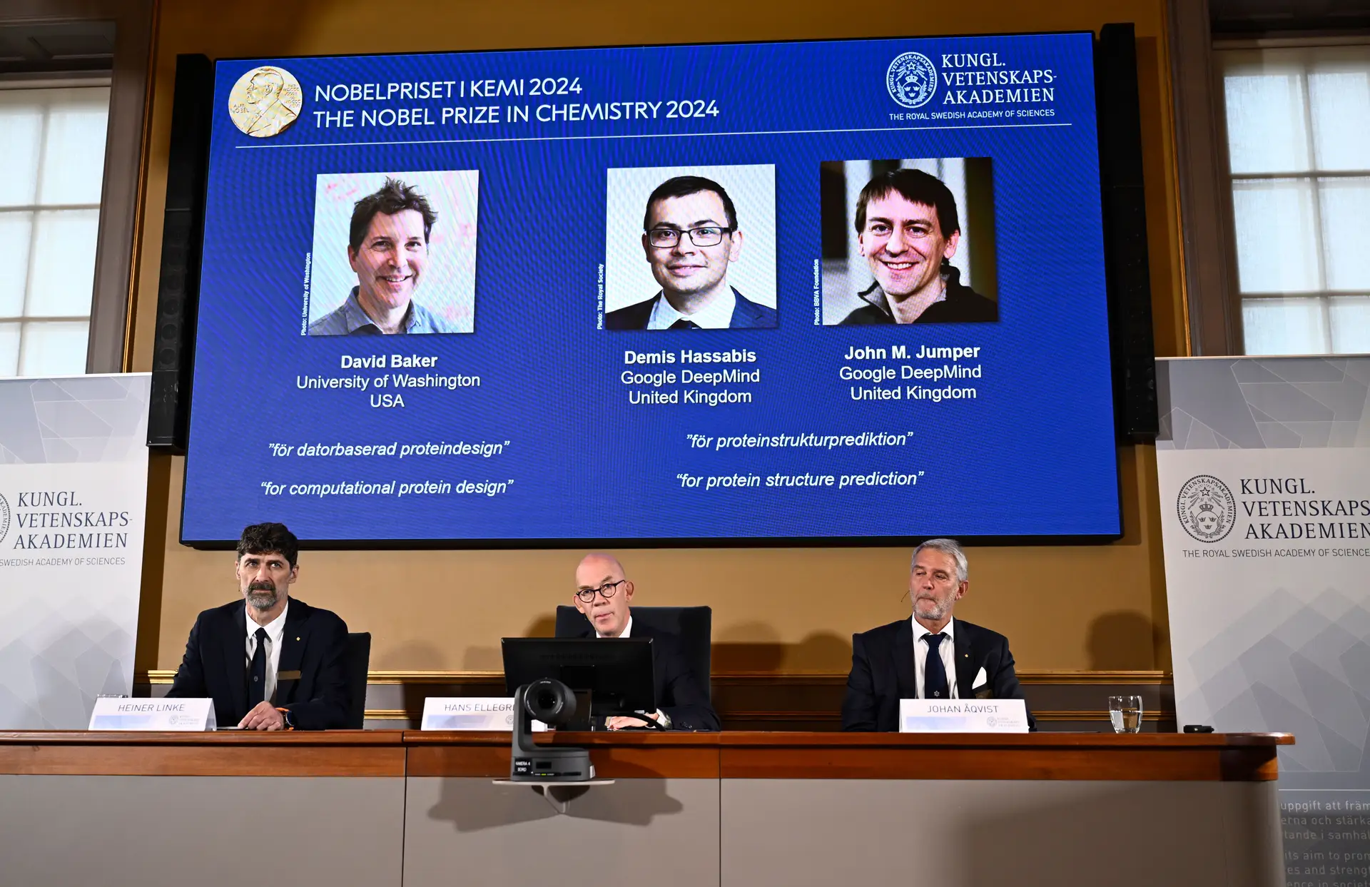 Nobel da Química atribuído a David Baker, Demis Hassabis e John Jumper