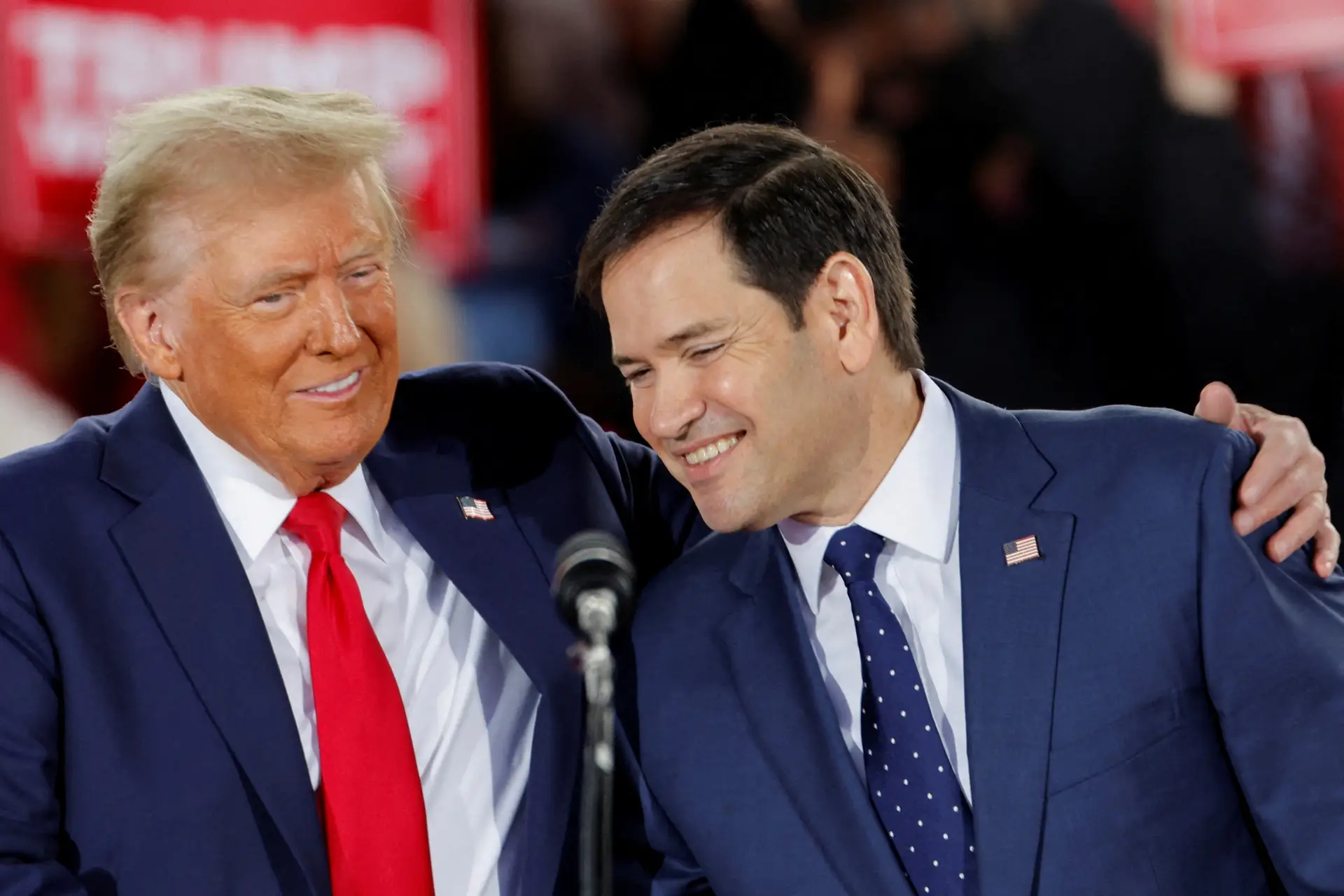 Donald Trump e Marc Rubio, durante um comício na Carolina do Norte