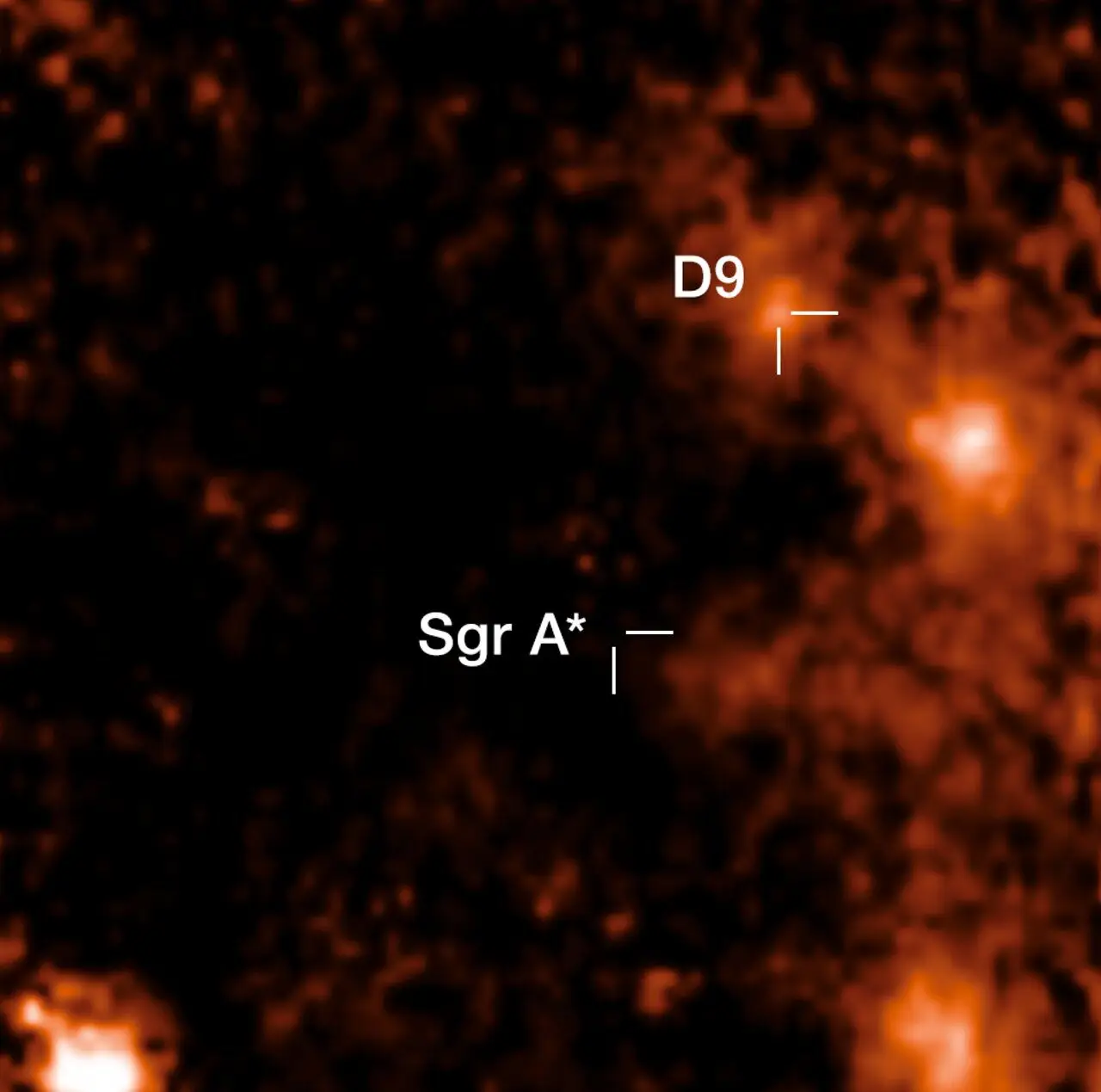 Imagem da estrela binária D9 situada próximo de Sagitário A* 