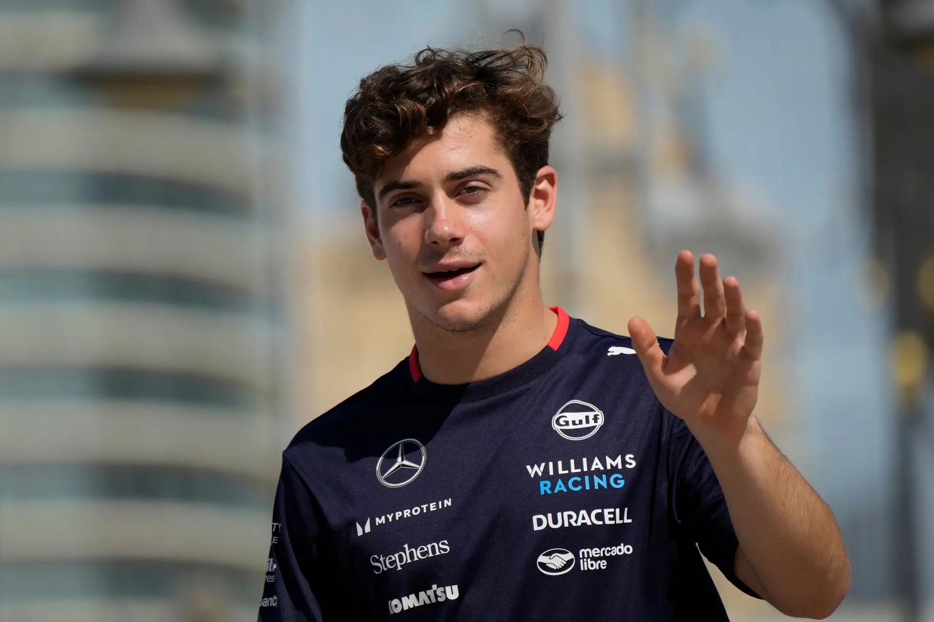 O piloto argentino, Franco Colapinto, de 21 anos, ao serviço da Williams durante o Campeonato Mundial de Fórmula 1 de 2024.