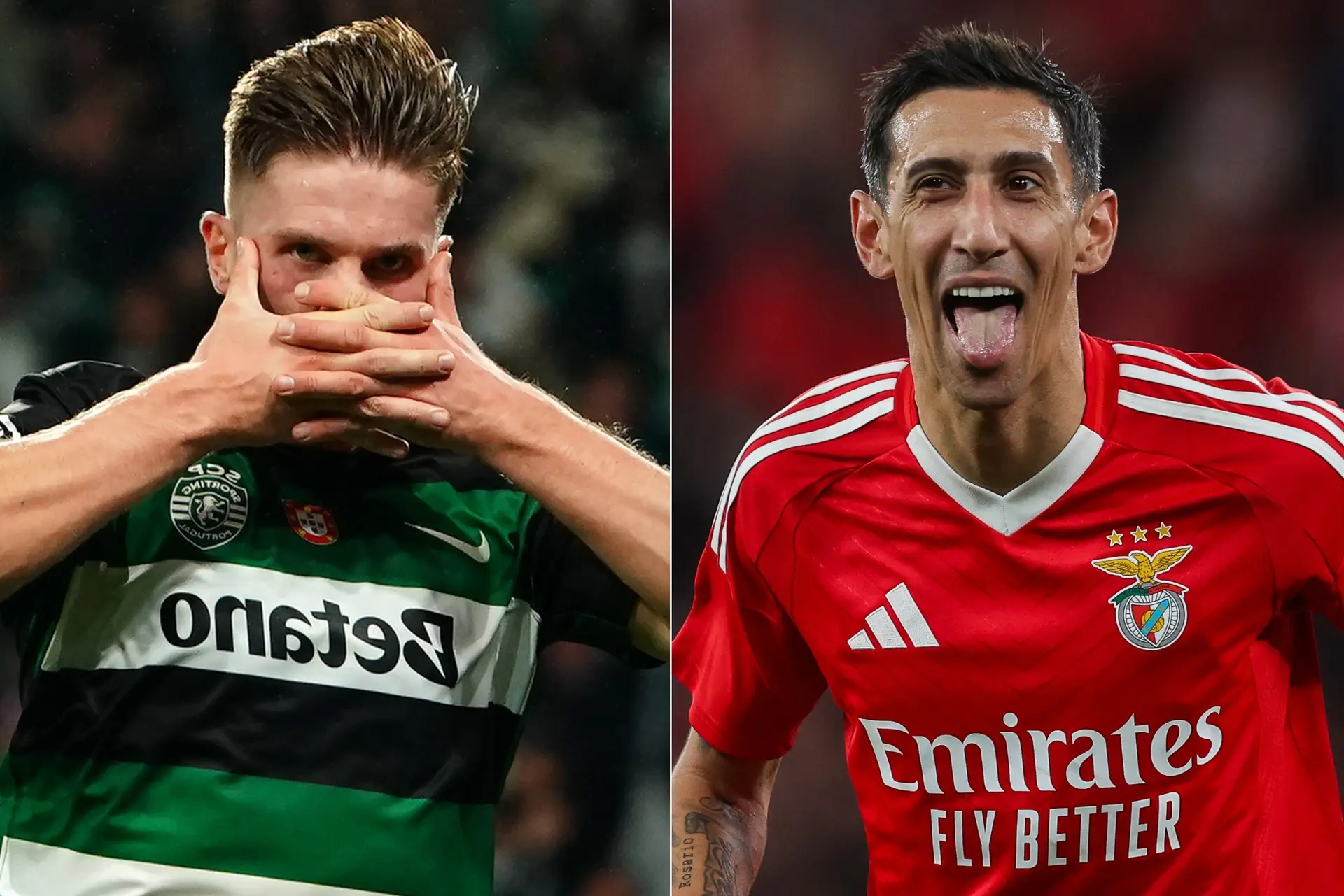 Viktor Gyökeres e Ángel Di María, dois dos principais craques de Sporting e Benfica