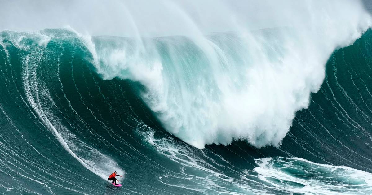 Ondas gigantes da Nazaré: milhares assistem aos surfistas a desafiarem a força bruta do oceano