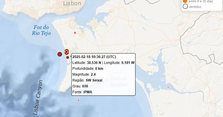 Novos sismos registados perto do Seixal