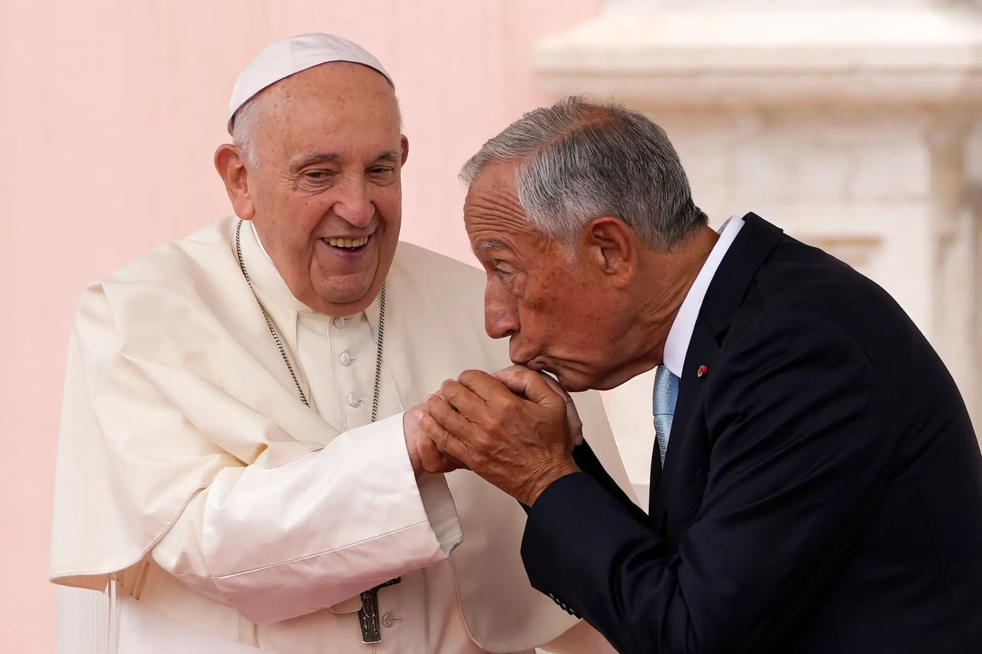 O Presidente da República Marcelo Rebelo de Sousa recebe o Papa Francisco em Belém