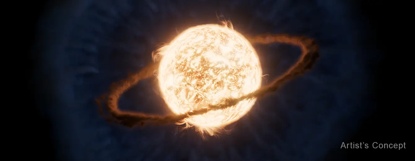 Después de un planeta muestra el anillo de gas alrededor de la estrella.