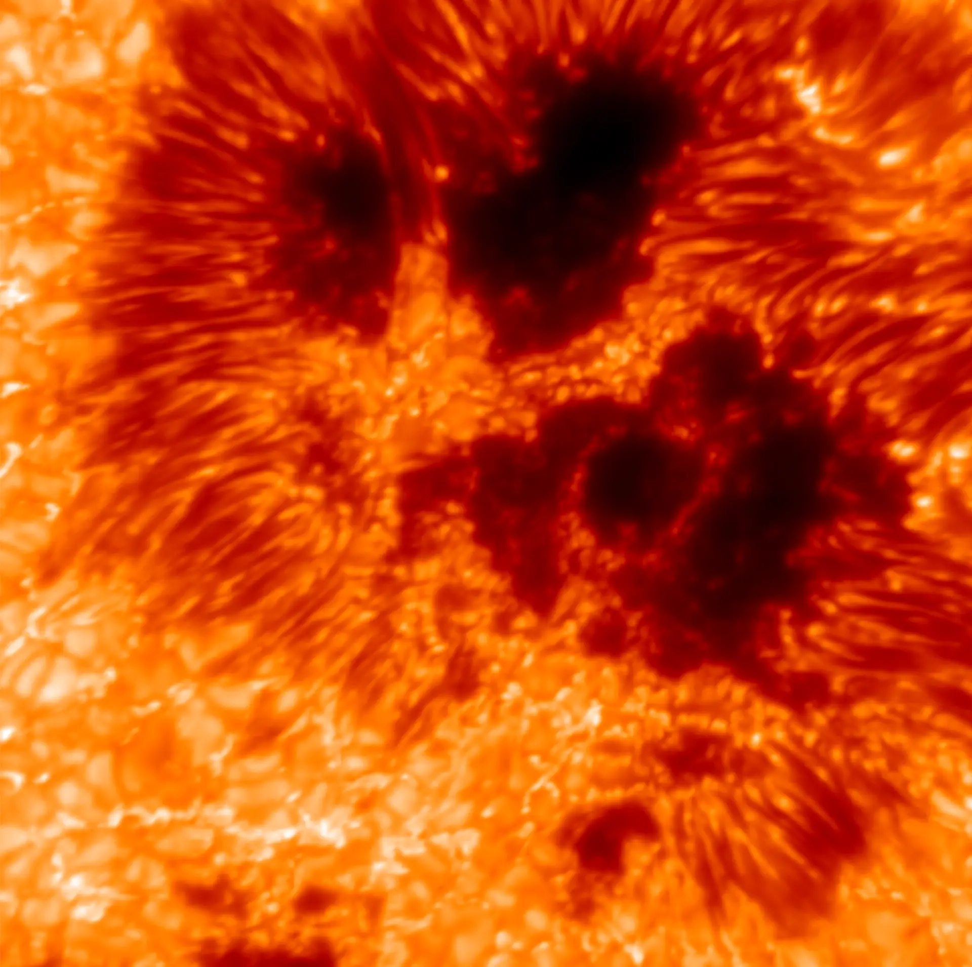 El telescopio solar muestra actividades magnéticas alrededor de Daniel K. Inoi Sunspreen.