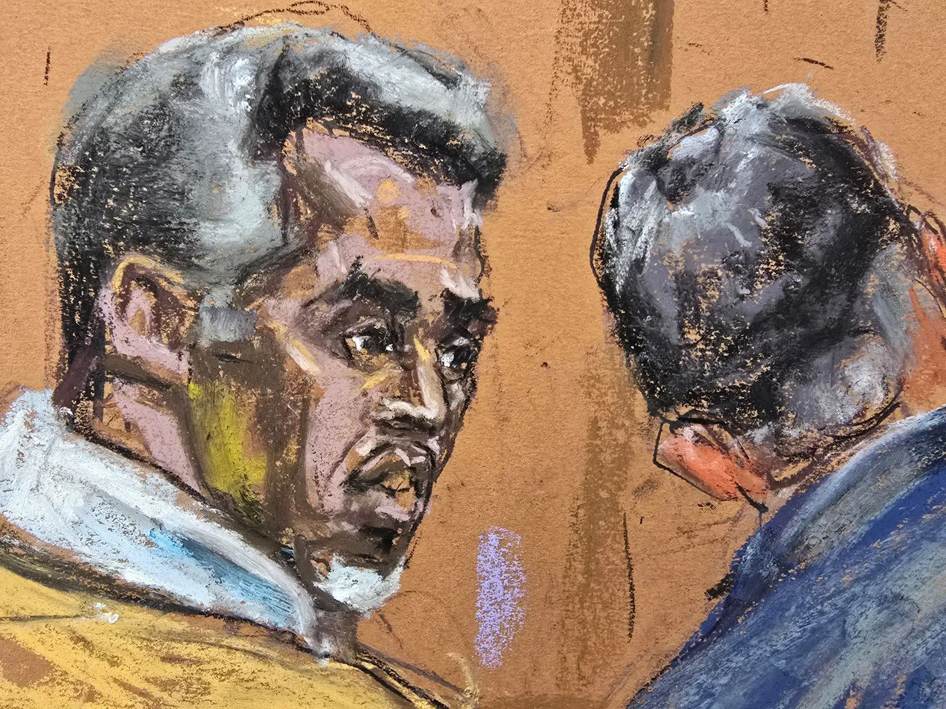 Sean "Diddy" Combs durante uma audiência no Tribunal Federal de Manhattan, em Nova Iorque, nos Estados Unidos.