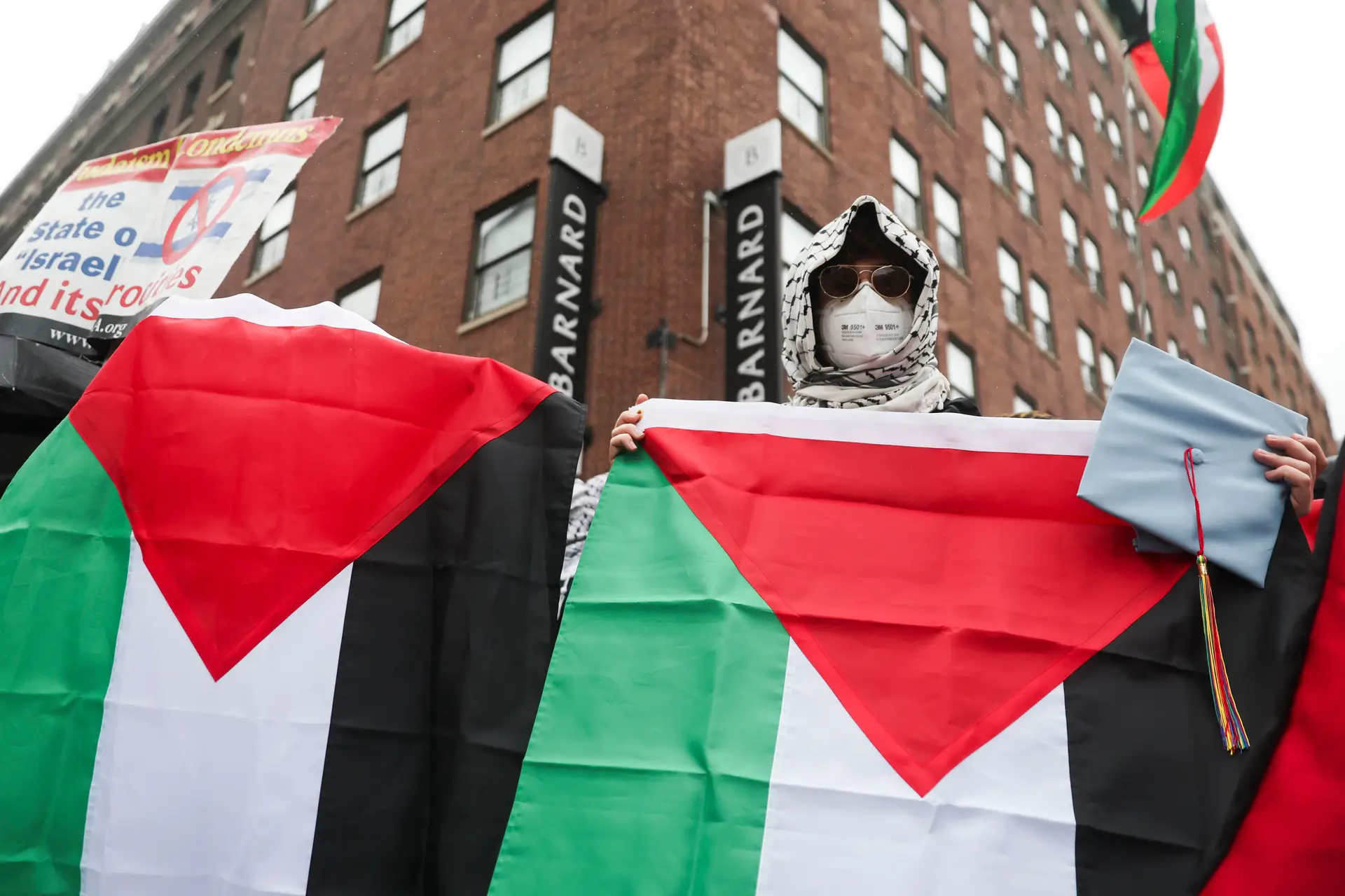 Protestos pela Palestina na Universidade da Columbia em maio de 2025