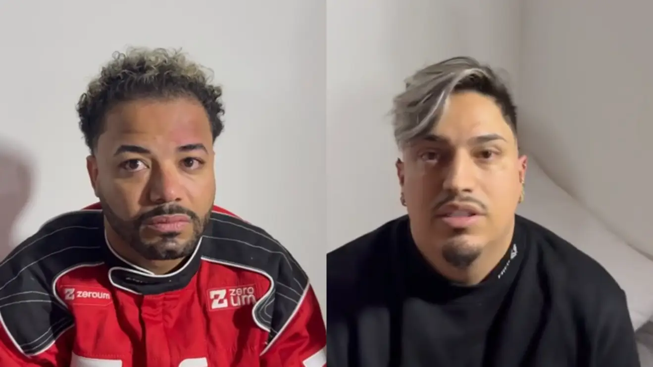 O influencer brasileiro Hytalo Santos (à esquerda) e o seu marido, Israel Nata Vicente (à direita).