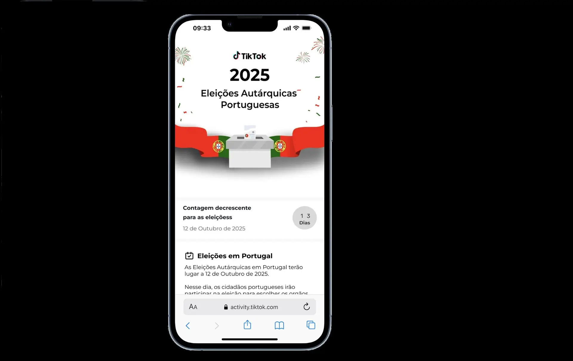 Autárquicas: TikTok lança centro eleitoral para que utilizadores acedam a "informação fiável"