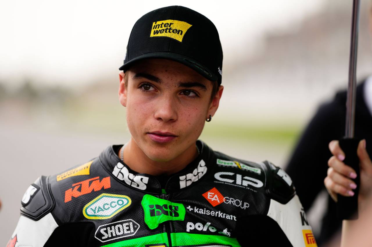 Noah Dettwiler during a Moto3 event.