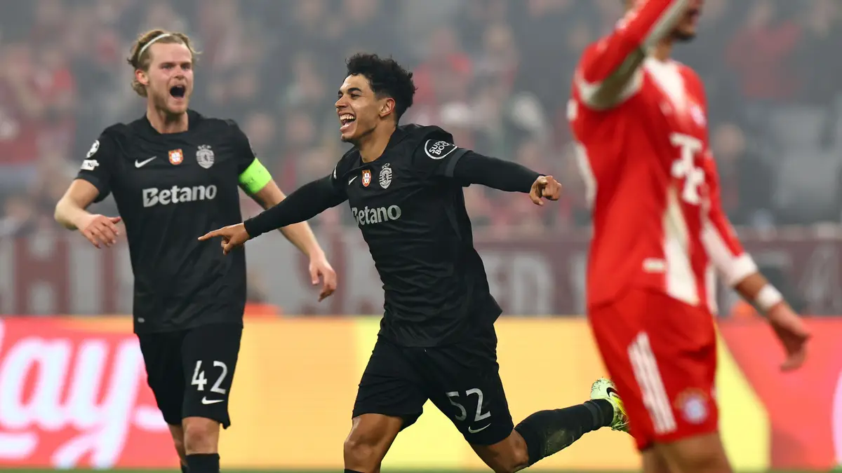 João Simões celebra o primeiro e único golo do Sporting.