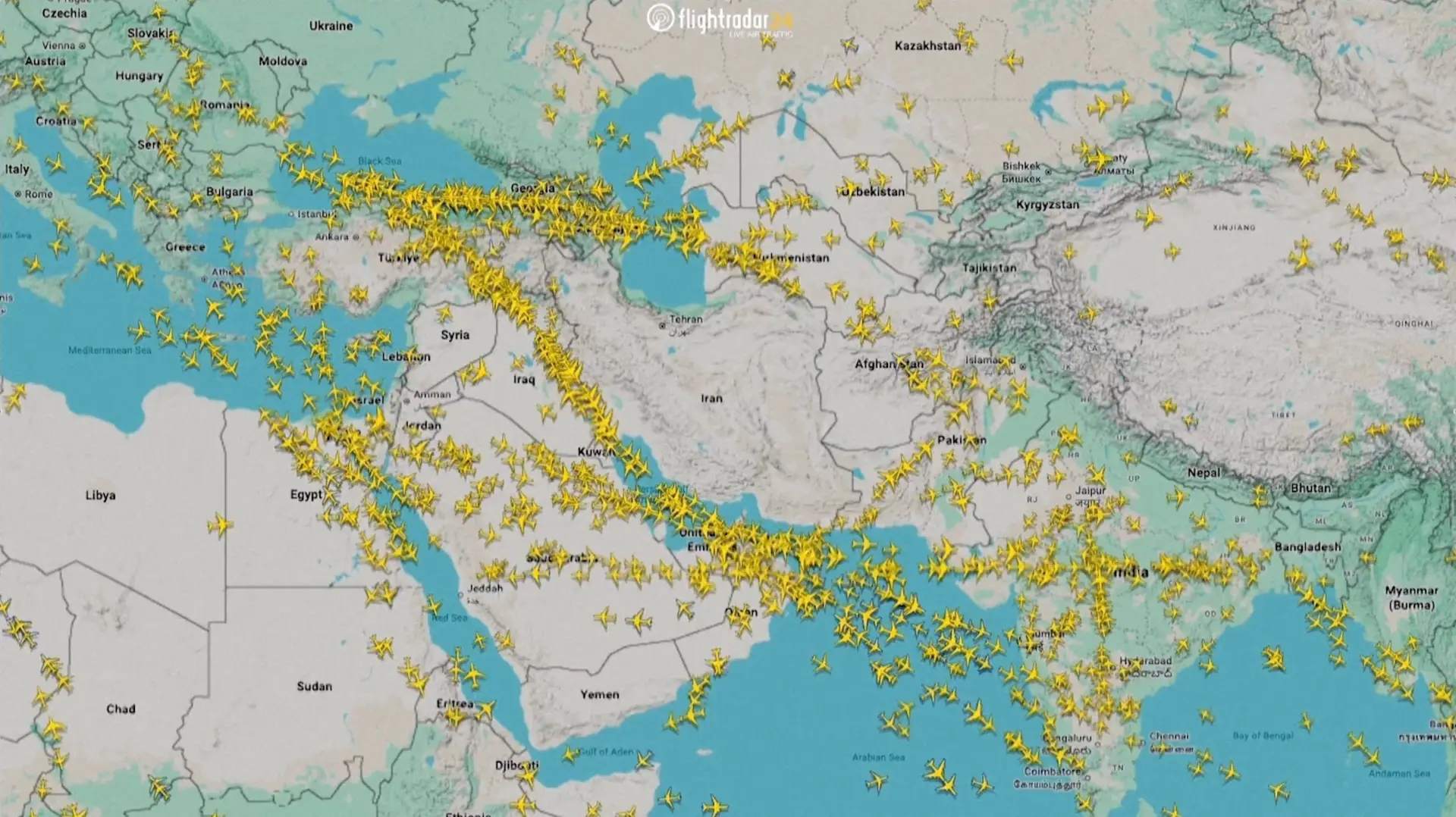 aviões evitaram espaço aéreo iraniano
