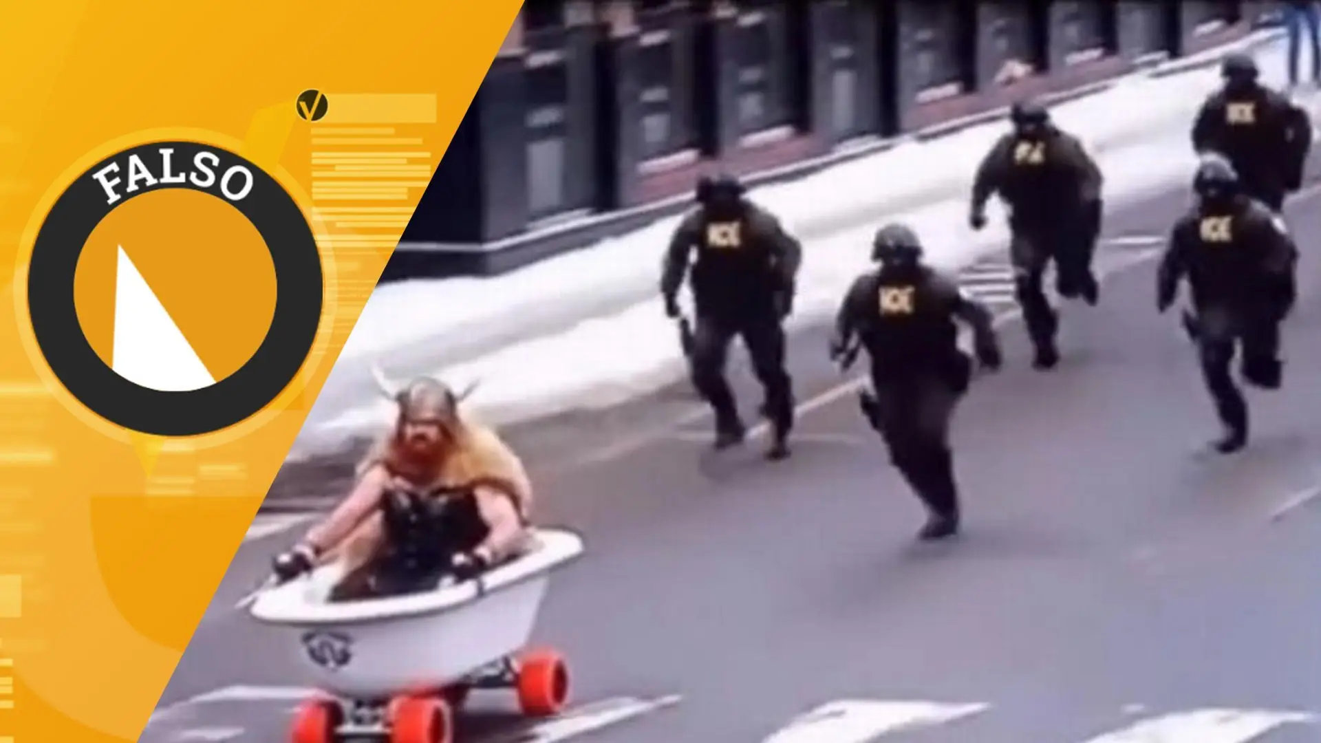 Agentes do ICE perseguem "viking" dentro de banheira com rodas pelas ruas dos EUA?