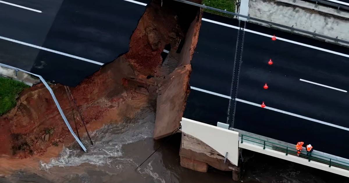 Força da água fez buraco com quase 10 metros na A1 em Coimbra