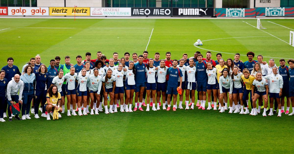 Segundo treino de Portugal contou com apoio da seleção feminina