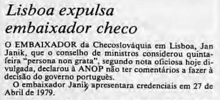 Portugal já declarou um embaixador estrangeiro "persona non grata"?