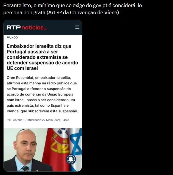 Portugal já declarou um embaixador estrangeiro "persona non grata"?
