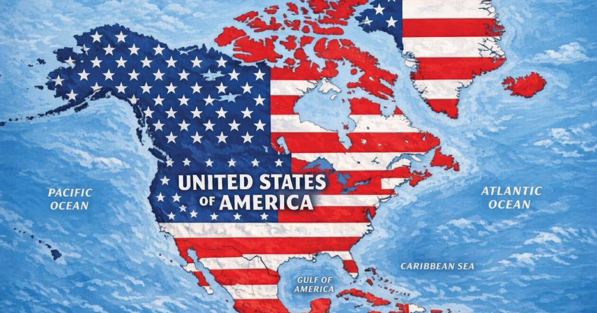 Trump veröffentlicht Karte mit US-Flagge, die Mexiko, die Karibik und Kanada umfasst