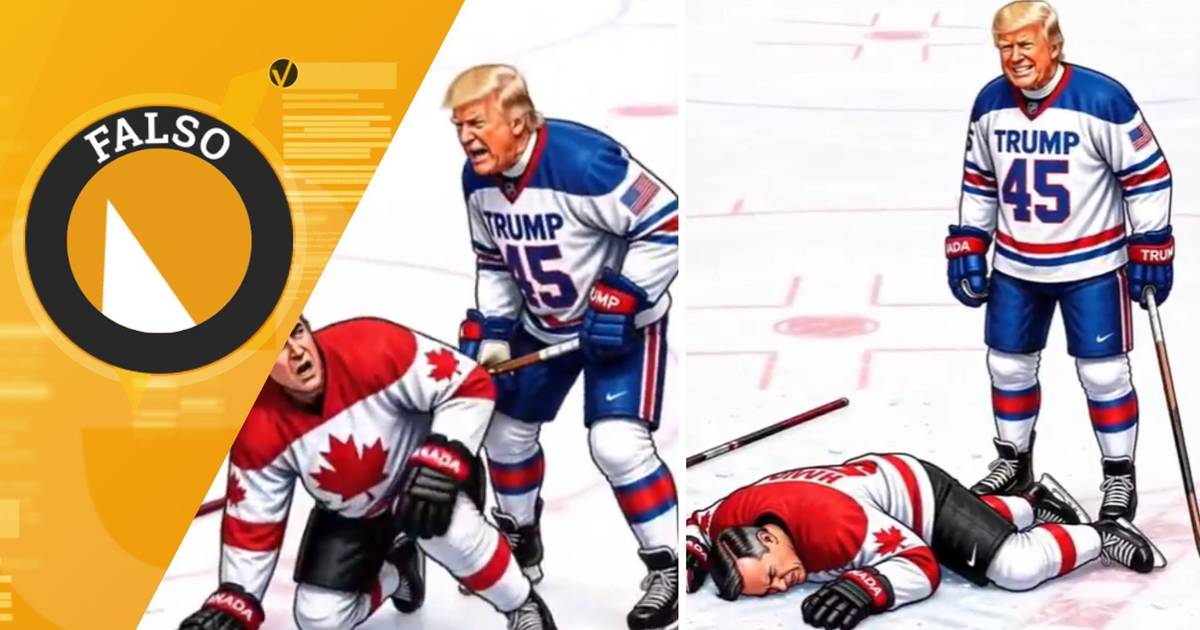 Donald Trump ha pubblicato un video animato in cui colpisce il primo ministro canadese con una mazza da hockey?