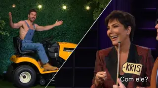 Kris Jenner joga "O Preço Certo" mas distrai-se com o assistente