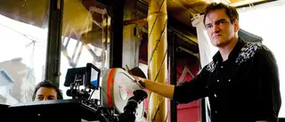 Quentin Tarantino numa foto de rodagem